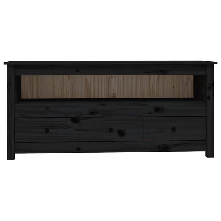 tv-bord 114x35x52 cm massivt fyrretræ sort