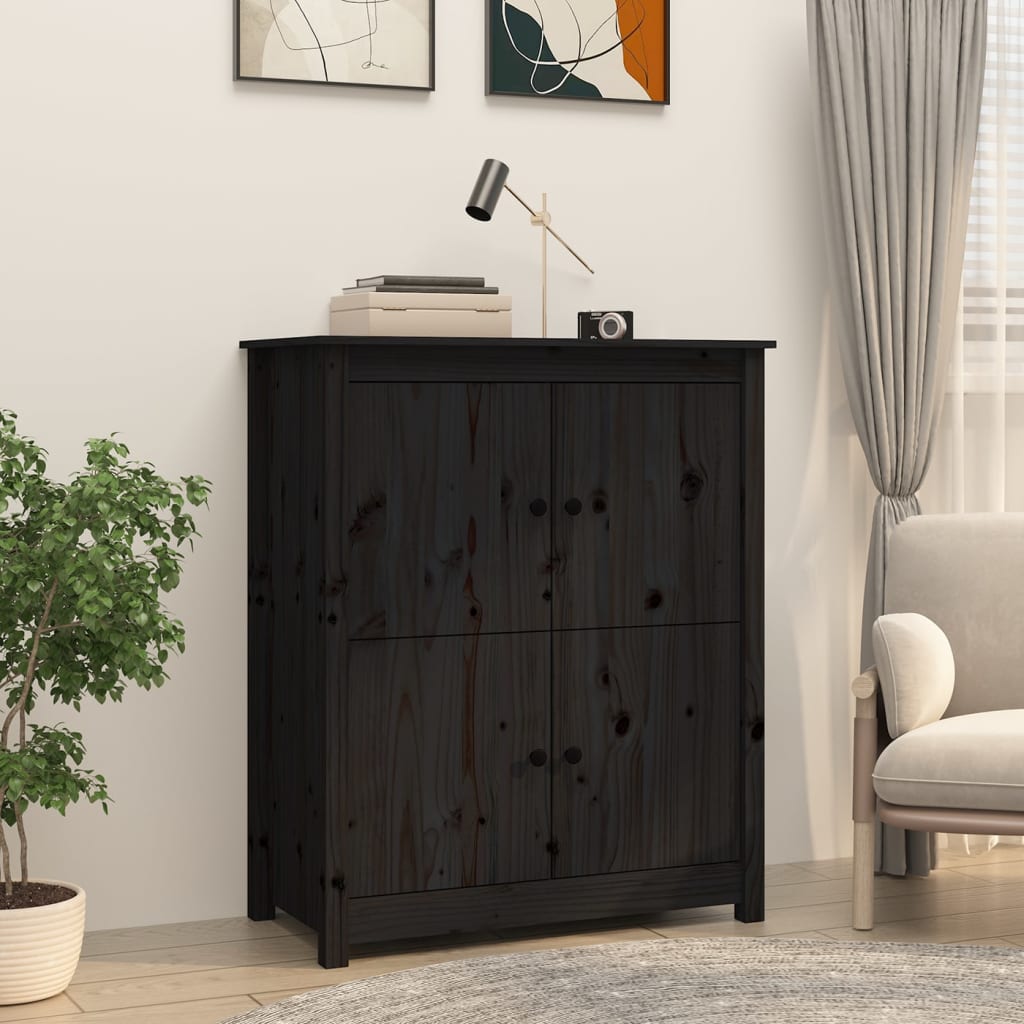 skænk 83x41,5x100 cm massivt fyrretræ sort
