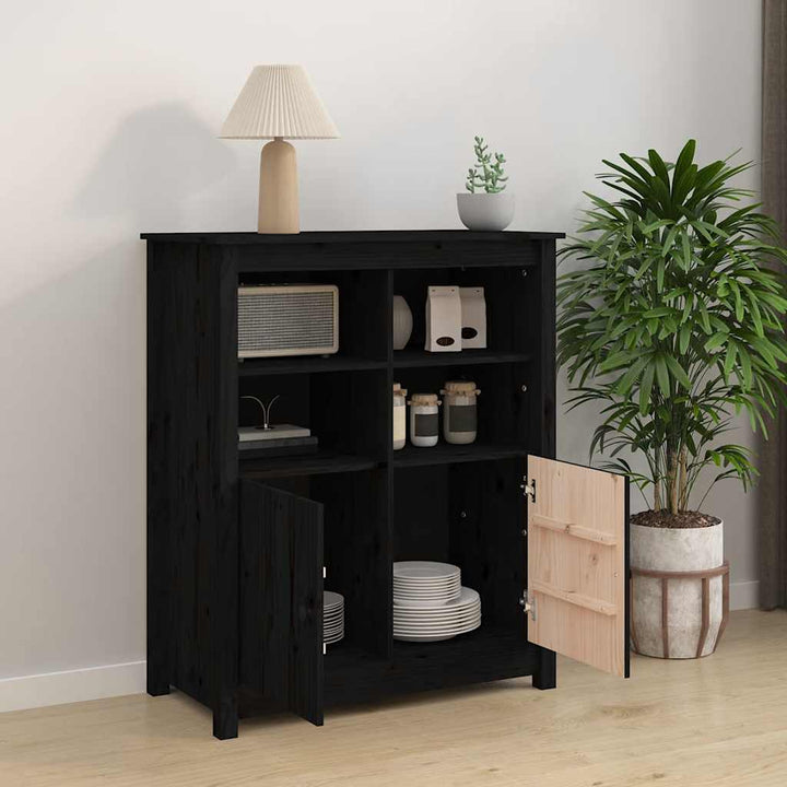 skænk 83x41,5x100 cm massivt fyrretræ sort