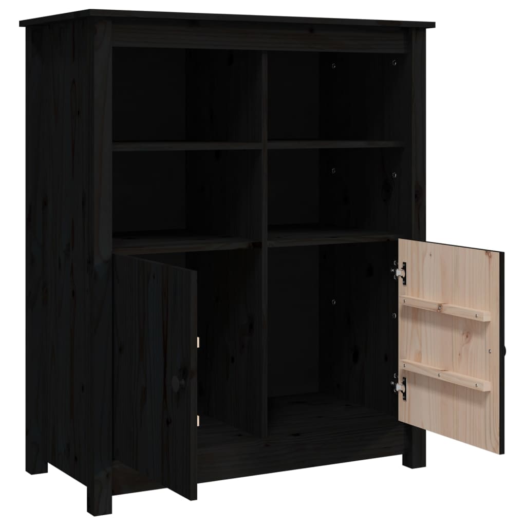 skænk 83x41,5x100 cm massivt fyrretræ sort