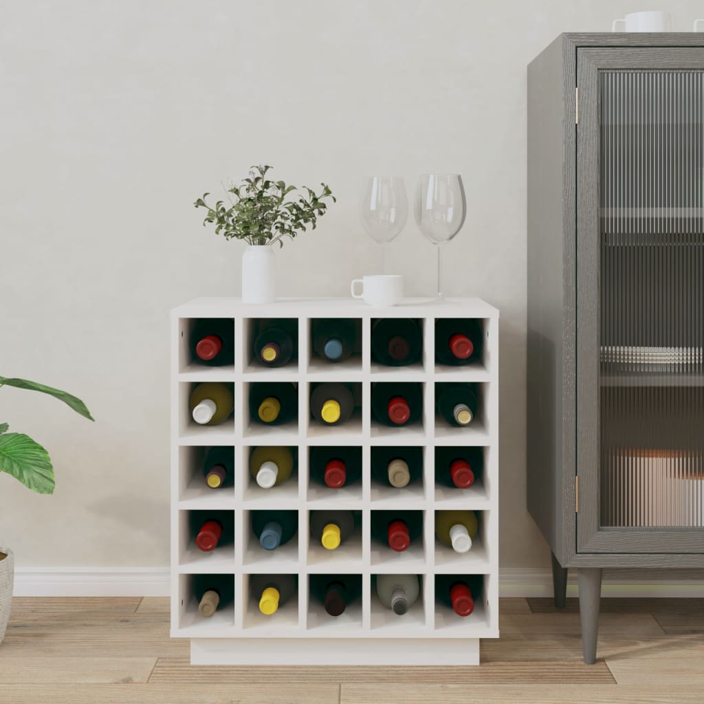 Vinskab 55,5x34x61 cm massivt fyrretræ hvid