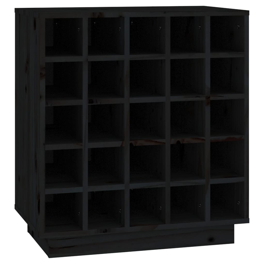 Vinskab 55,5x34x61 cm massivt fyrretræ sort