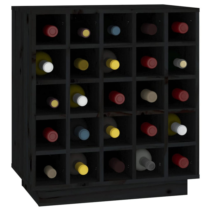 Vinskab 55,5x34x61 cm massivt fyrretræ sort