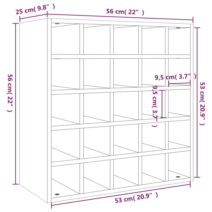 vinskab hvid 56x25x56 cm massivt træ fyrretræ
