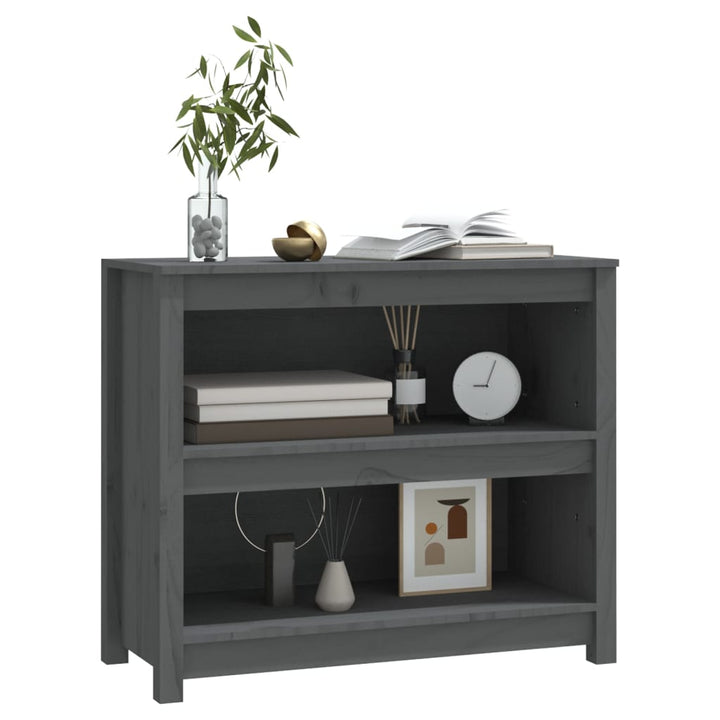 bogreol 80x35x68 cm massivt fyrretræ grå