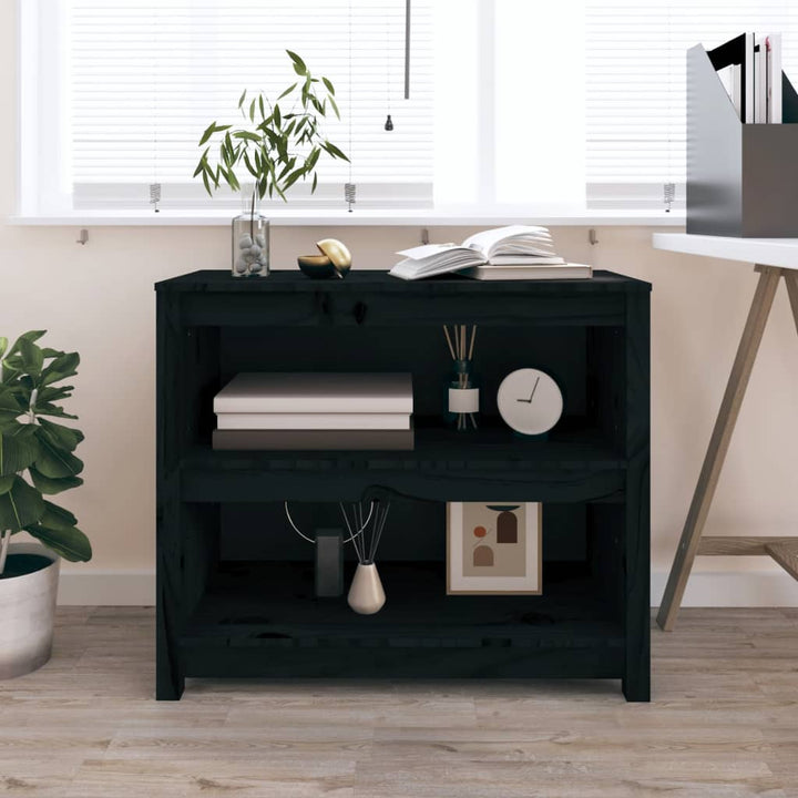 bogreol 80x35x68 cm massivt fyrretræ sort