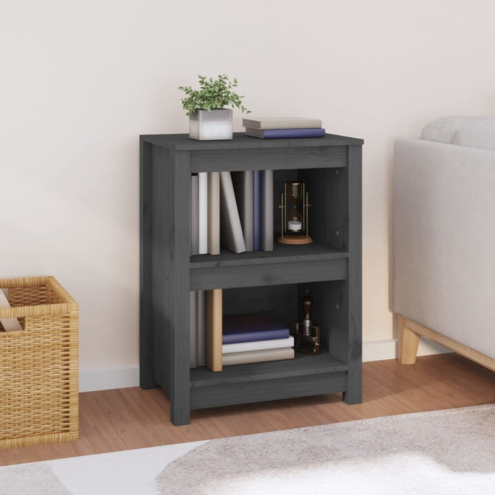 bogreol 50x35x68 cm massivt fyrretræ grå