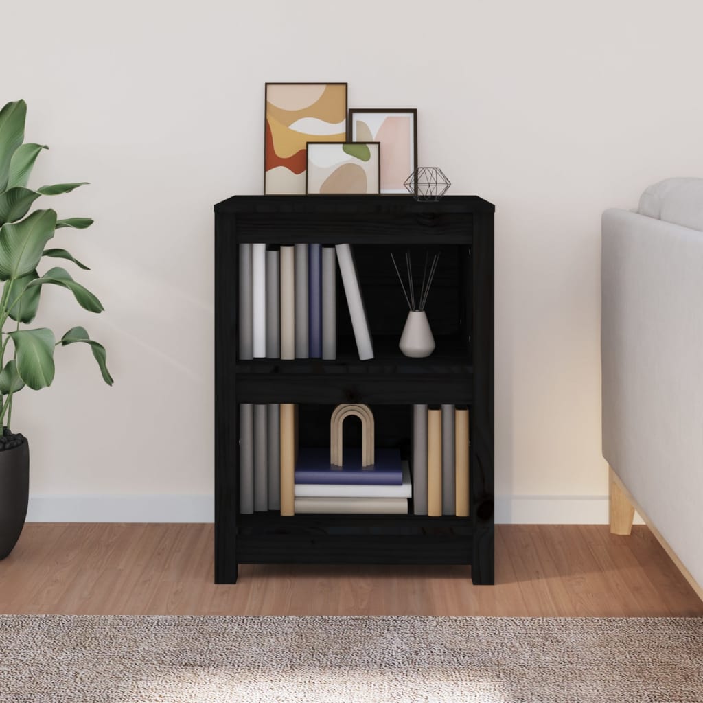 bogreol 50x35x68 cm massivt fyrretræ sort