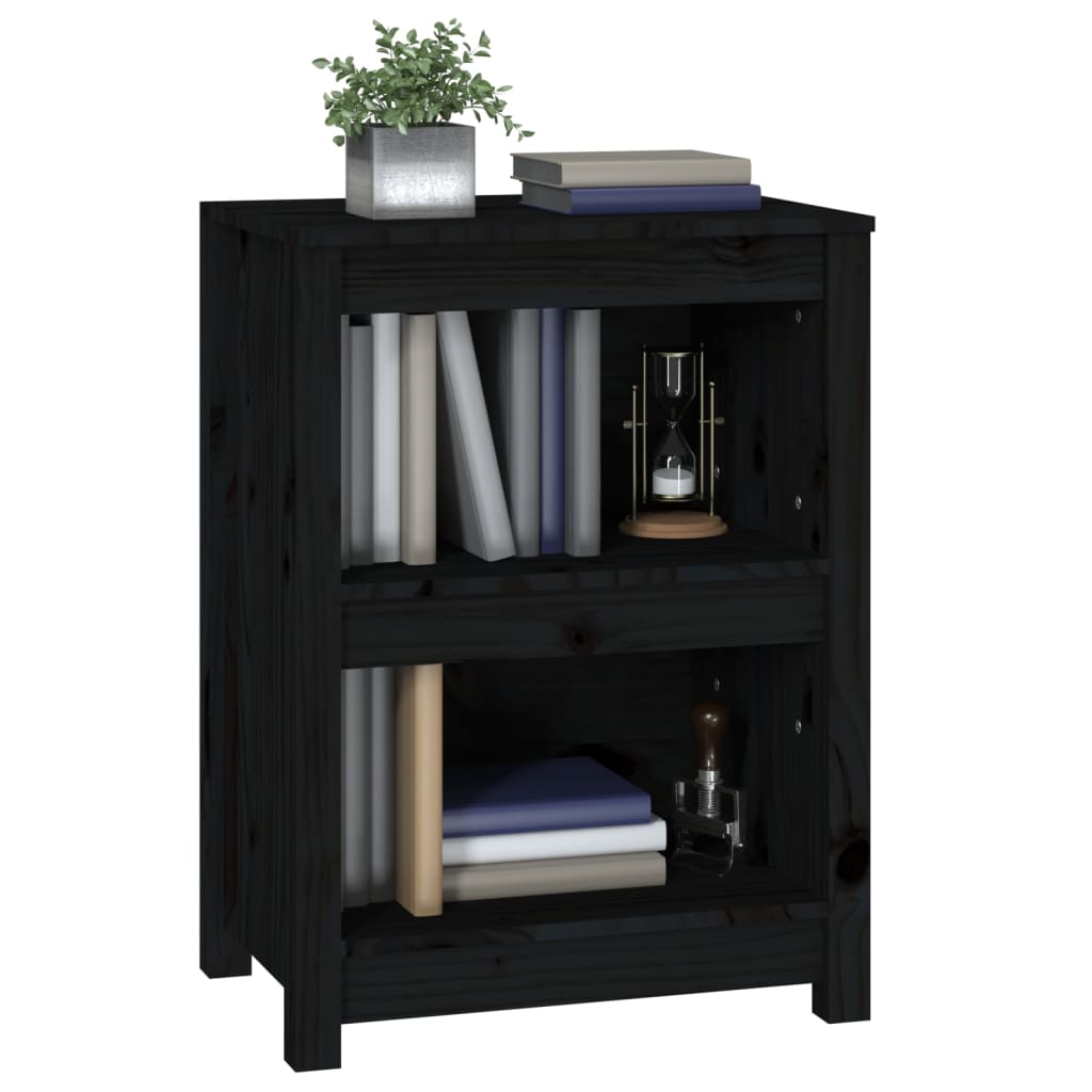 bogreol 50x35x68 cm massivt fyrretræ sort