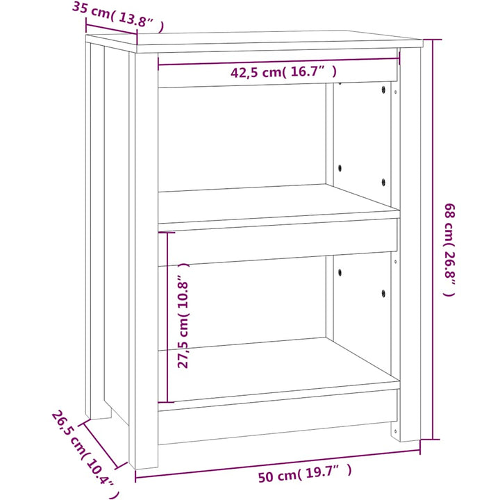 bogreol 50x35x68 cm massivt fyrretræ sort
