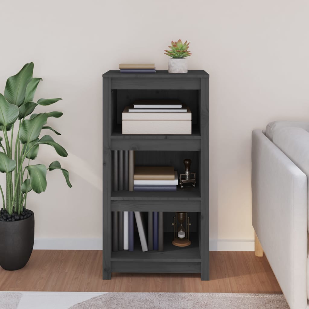 bogreol 50x35x97 cm massivt fyrretræ grå
