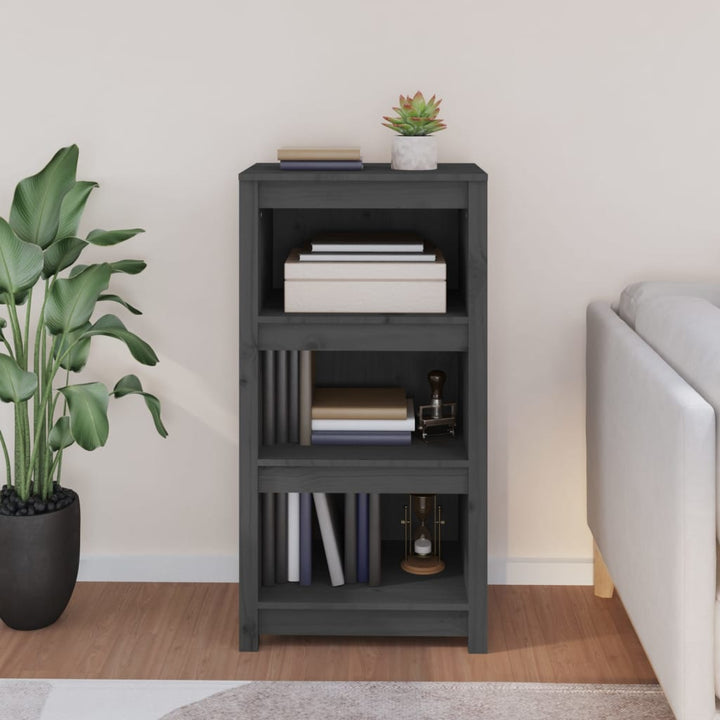 bogreol 50x35x97 cm massivt fyrretræ grå