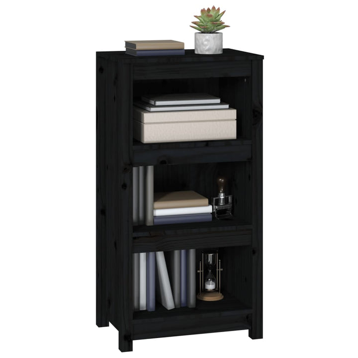 bogreol 50x35x97 cm massivt fyrretræ sort
