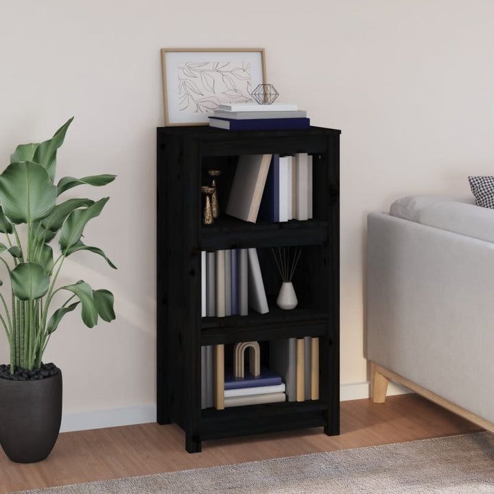 bogreol 50x35x97 cm massivt fyrretræ sort
