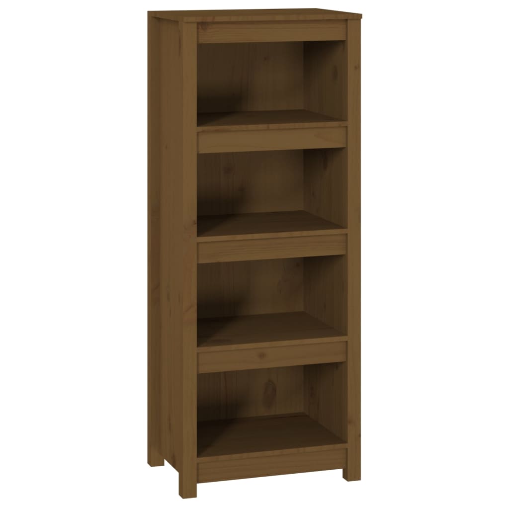 bogreol 50x35x125,5 cm massivt fyrretræ gyldenbrun