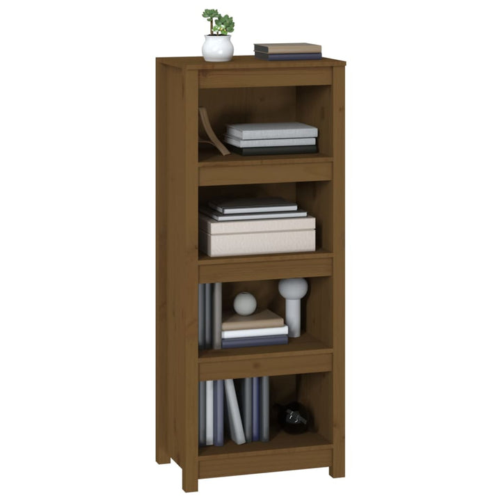 bogreol 50x35x125,5 cm massivt fyrretræ gyldenbrun