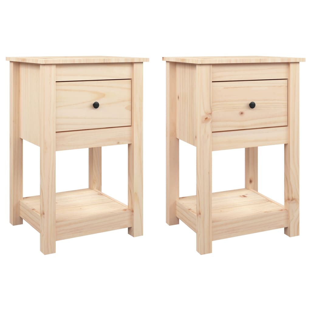 sengeborde 2 stk. 40x35x61,5 cm massivt fyrretræ
