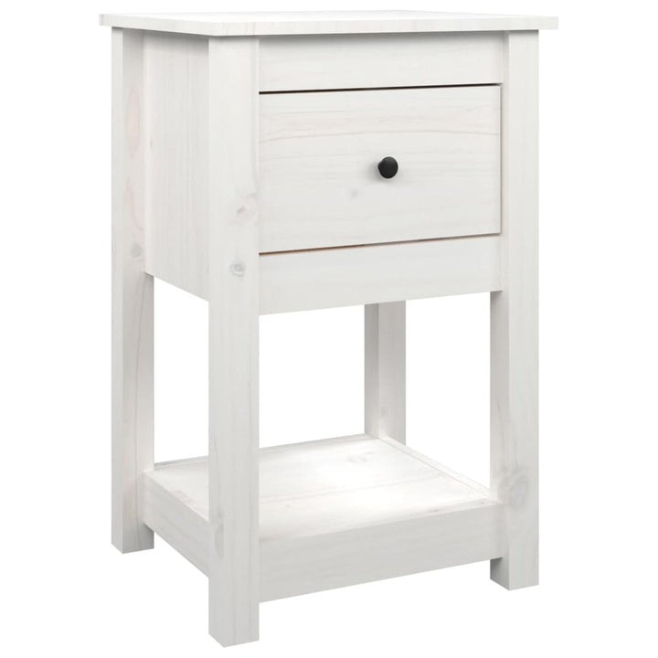 sengebord 40x35x61,5 cm massivt fyrretræ hvid