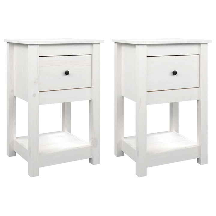sengeborde 2 stk. 40x35x61,5 cm massivt fyrretræ hvid