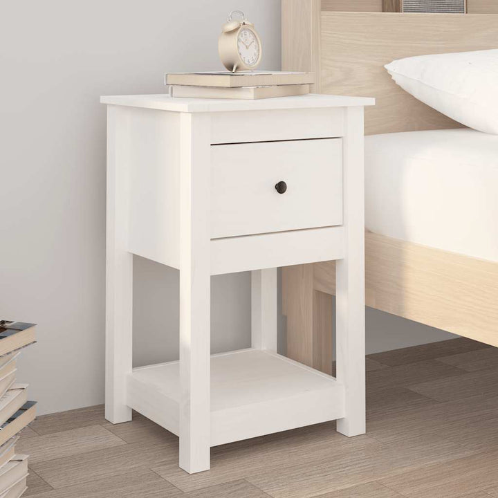 sengeborde 2 stk. 40x35x61,5 cm massivt fyrretræ hvid