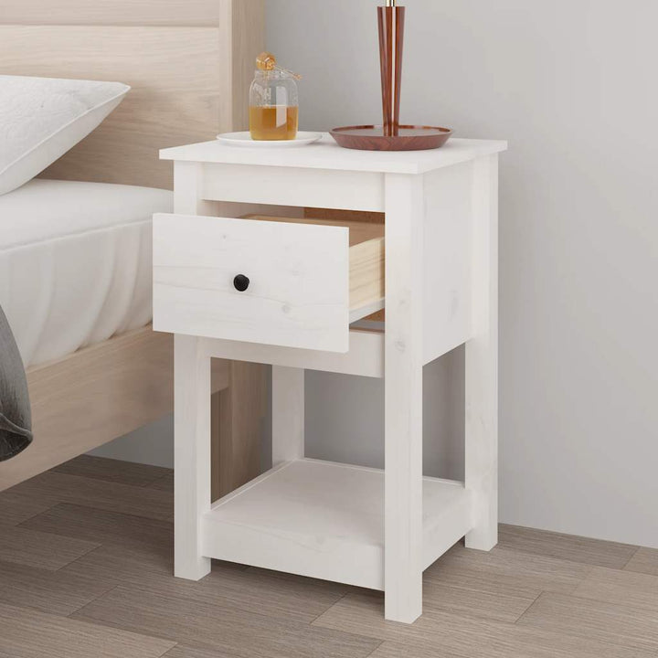 sengeborde 2 stk. 40x35x61,5 cm massivt fyrretræ hvid