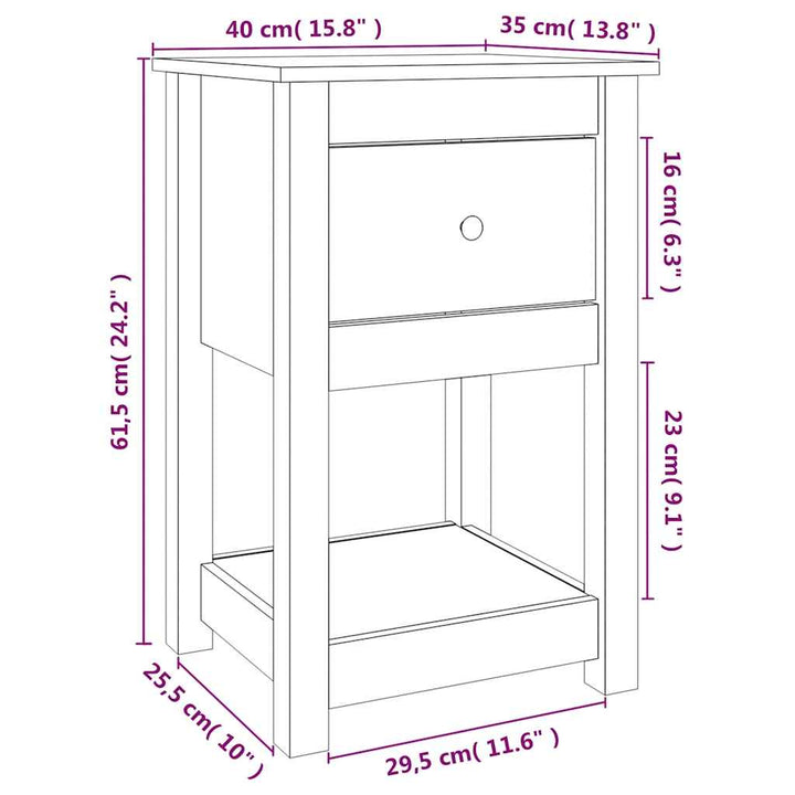 sengeborde 2 stk. 40x35x61,5 cm massivt fyrretræ hvid