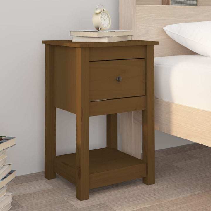 sengeborde 2 stk. 40x35x61,5cm massivt fyrretræ gyldenbrun