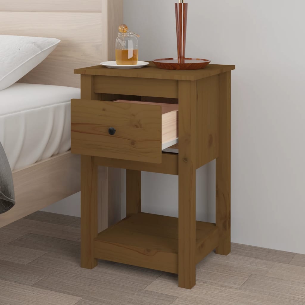 sengeborde 2 stk. 40x35x61,5cm massivt fyrretræ gyldenbrun