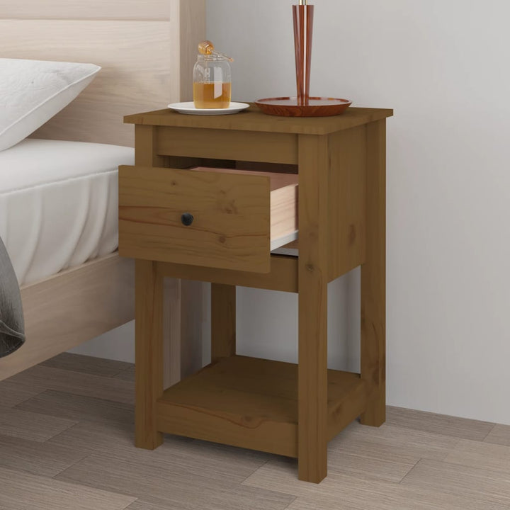 sengeborde 2 stk. 40x35x61,5cm massivt fyrretræ gyldenbrun
