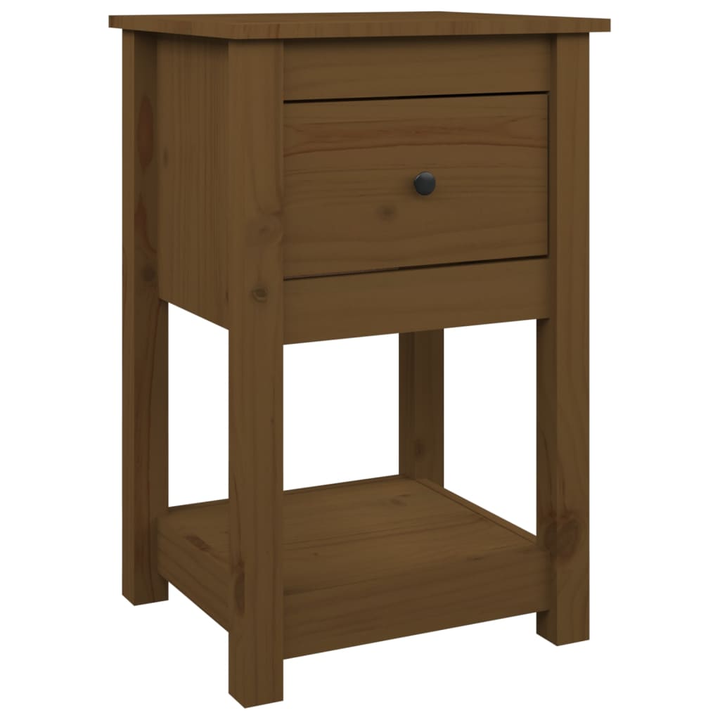 sengeborde 2 stk. 40x35x61,5cm massivt fyrretræ gyldenbrun