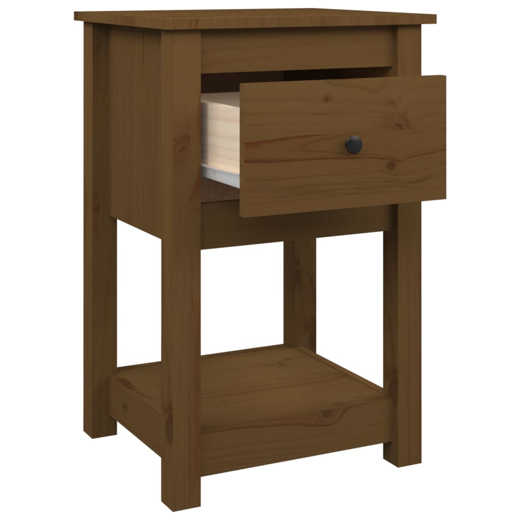 sengeborde 2 stk. 40x35x61,5cm massivt fyrretræ gyldenbrun
