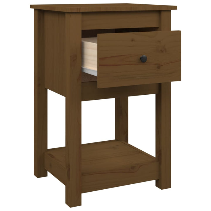 sengeborde 2 stk. 40x35x61,5cm massivt fyrretræ gyldenbrun