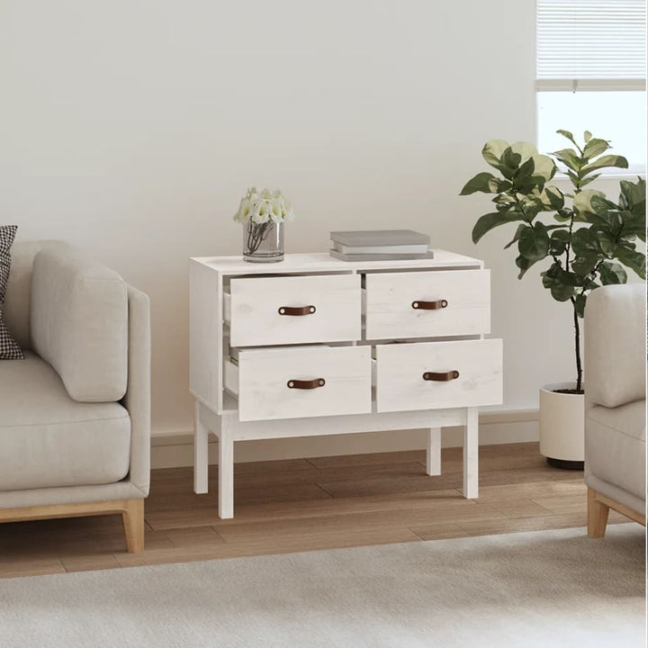konsolskab 90x40x78 cm massivt fyrretræ hvid