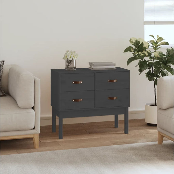 konsolskab 90x40x78 cm massivt fyrretræ grå