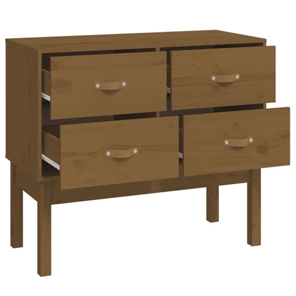 konsolskab 90x40x78 cm massivt fyrretræ gyldenbrun