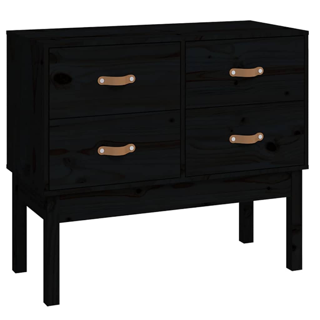 konsolskab 90x40x78 cm massivt fyrretræ sort