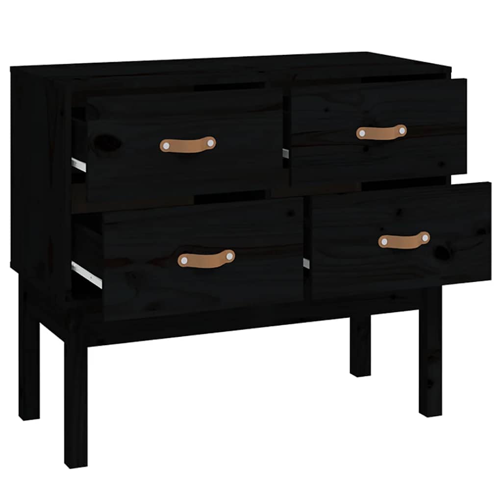 konsolskab 90x40x78 cm massivt fyrretræ sort
