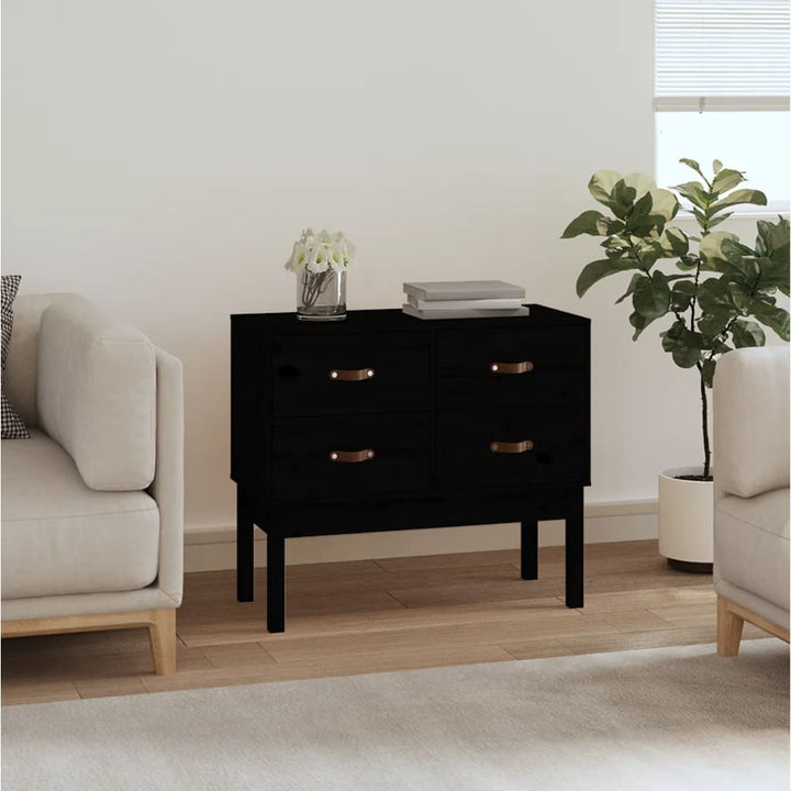 konsolskab 90x40x78 cm massivt fyrretræ sort