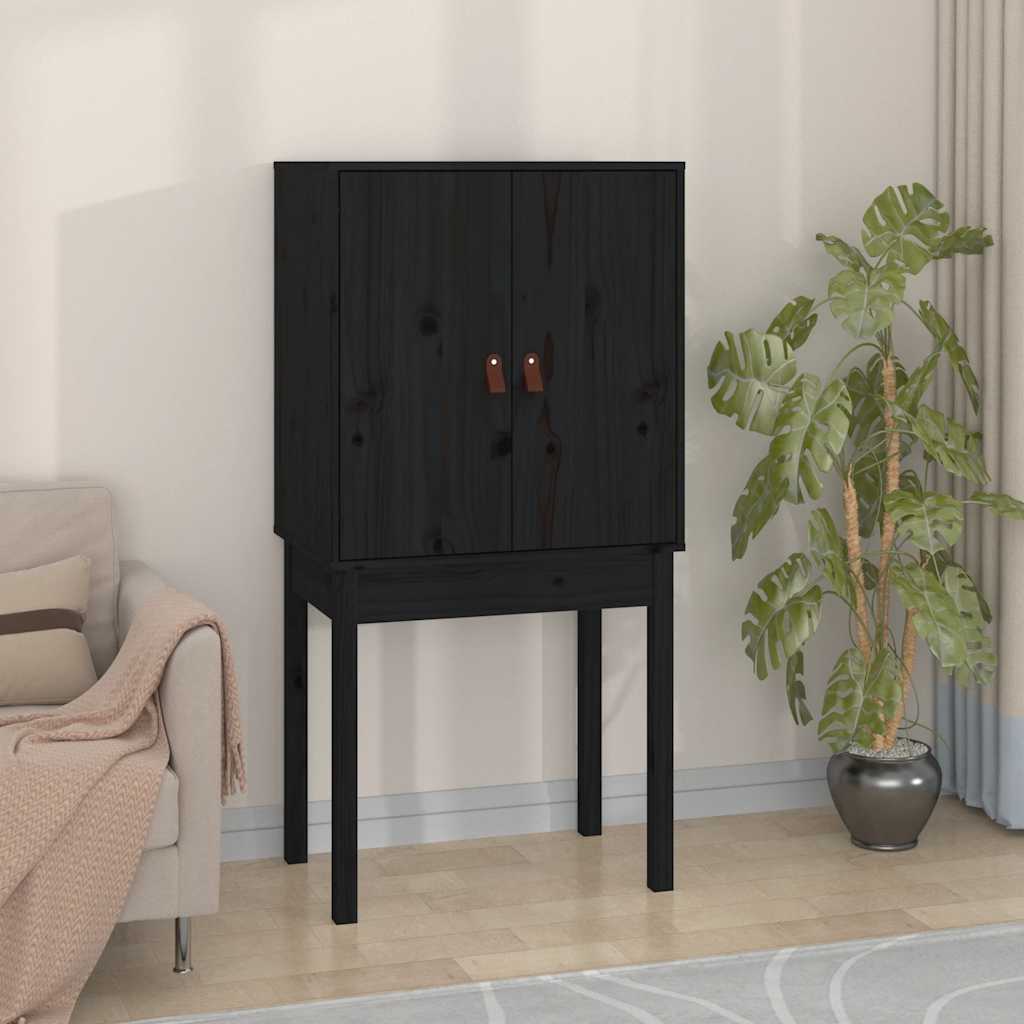 højskab 60x40x120 cm massivt fyrretræ sort