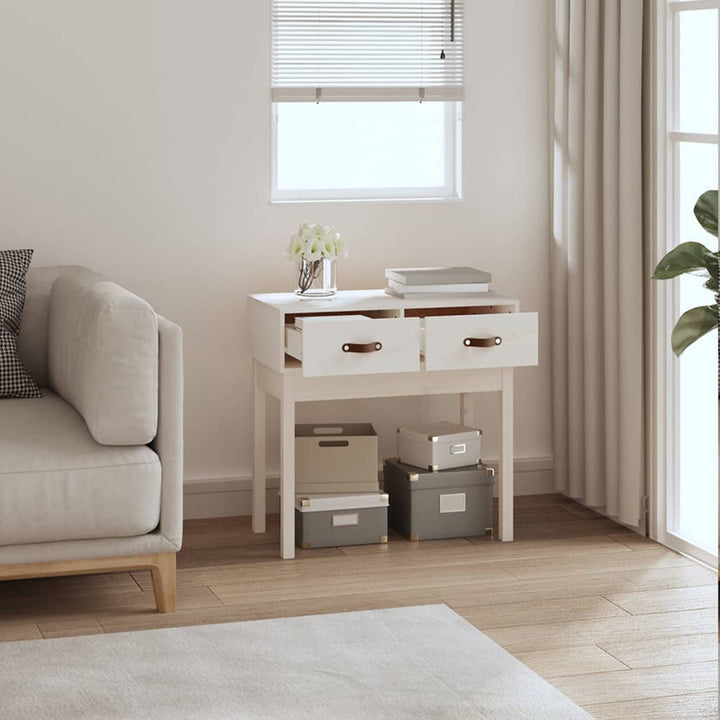 konsolbord 76,5x40x75 cm massivt fyrretræ hvid