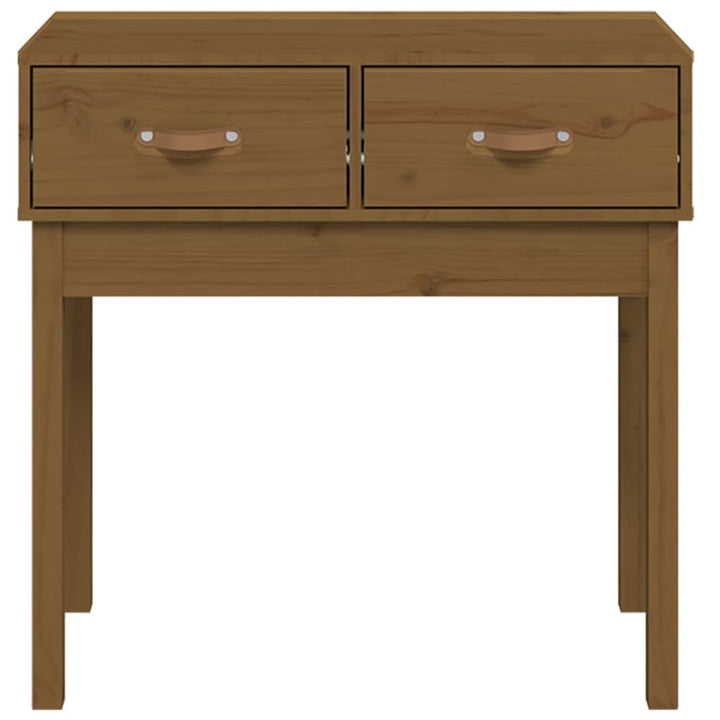 konsolbord 76,5x40x75 cm massivt fyrretræ gyldenbrun