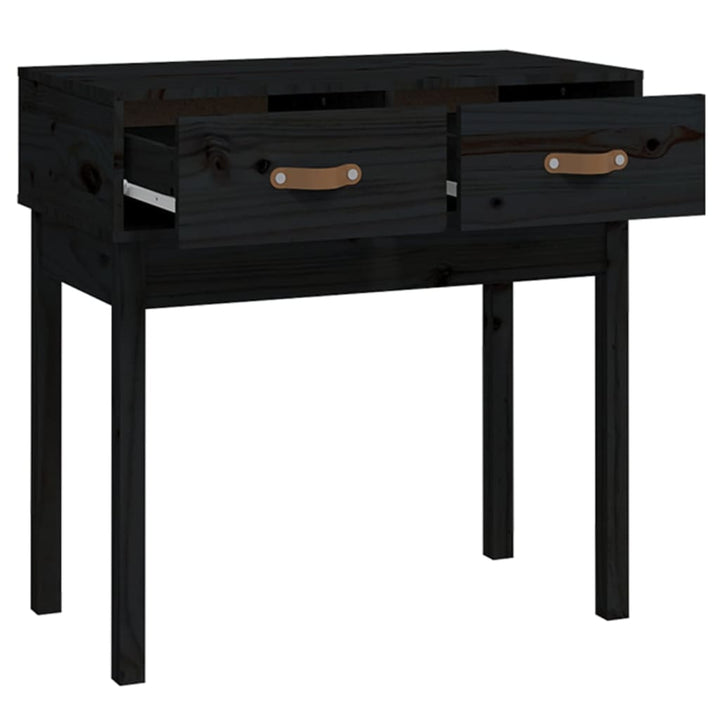konsolbord 76,5x40x75 cm massivt fyrretræ sort