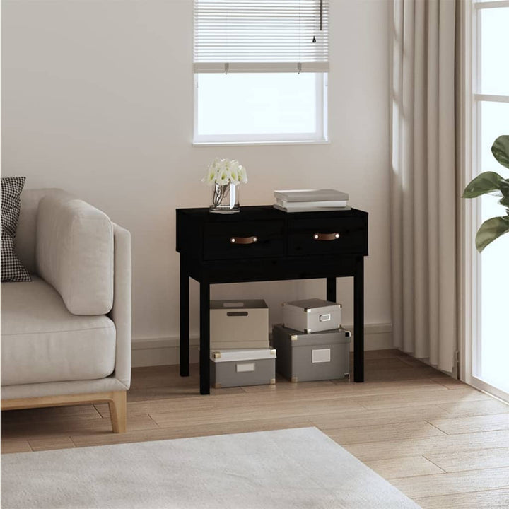 konsolbord 76,5x40x75 cm massivt fyrretræ sort
