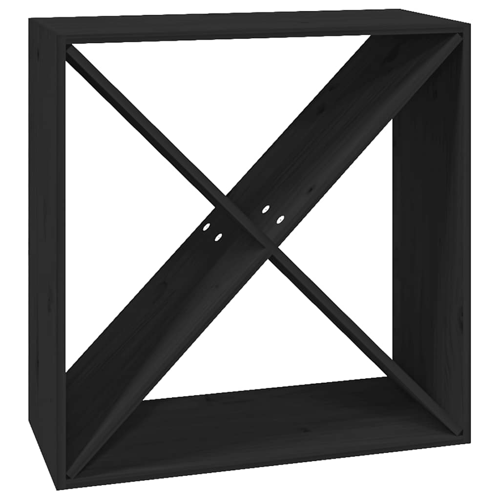 vinreol 62x25x62 cm massivt fyrretræ sort