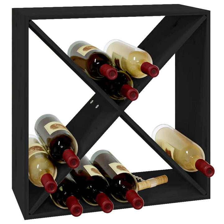 vinreol 62x25x62 cm massivt fyrretræ sort