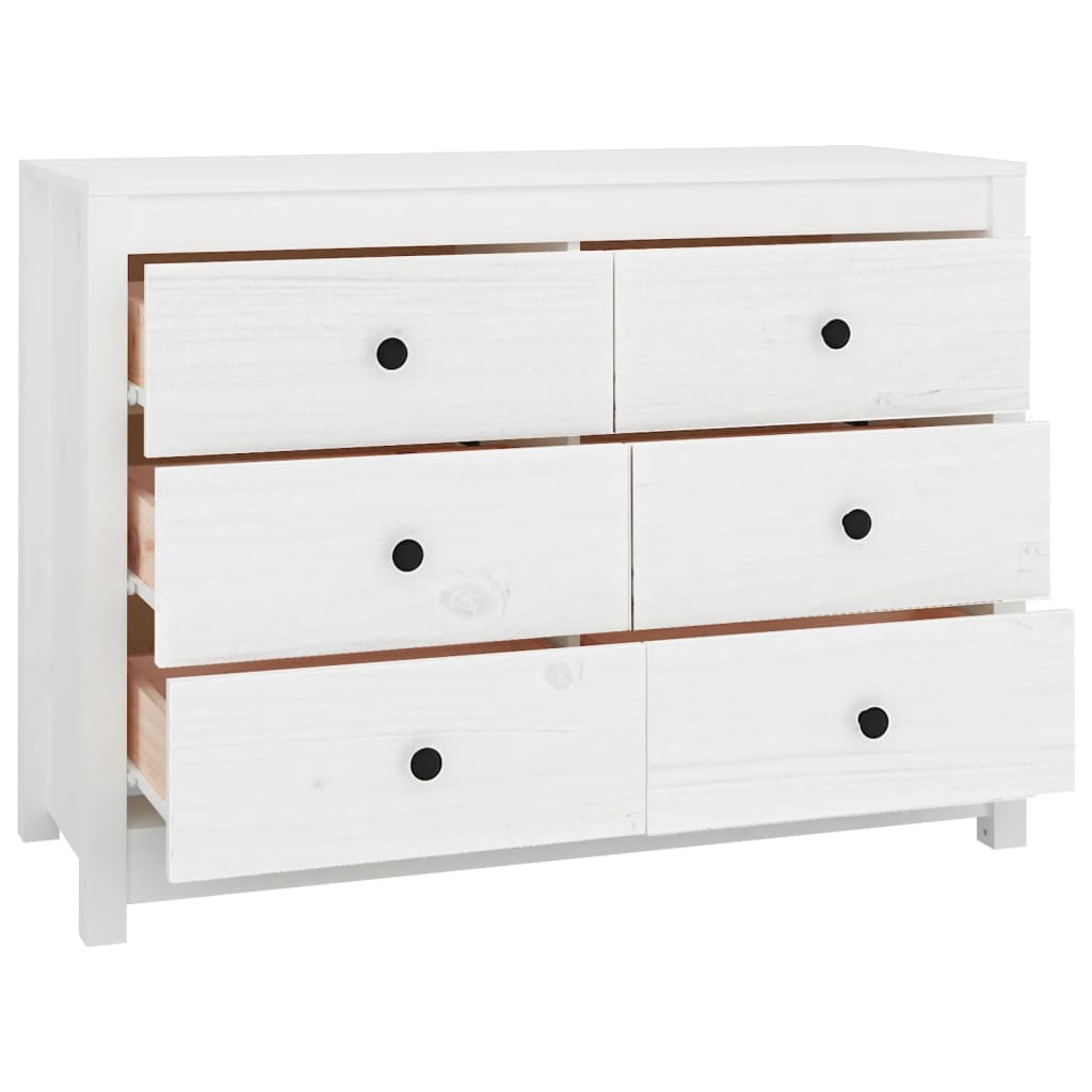kommode 100x40x72 cm massivt fyrretræ hvid