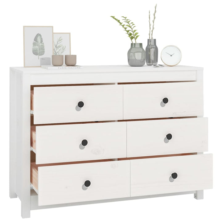kommode 100x40x72 cm massivt fyrretræ hvid