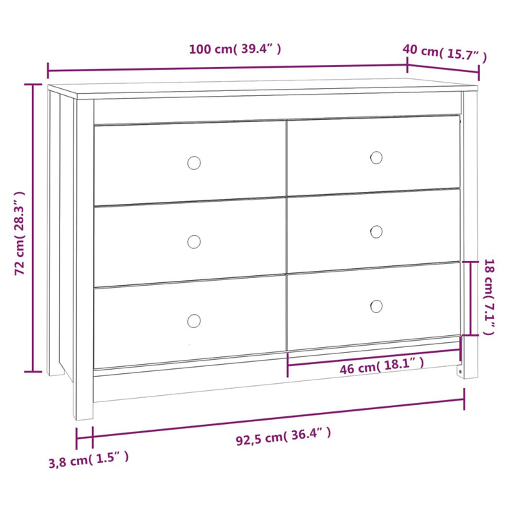 kommode 100x40x72 cm massivt fyrretræ gyldenbrun
