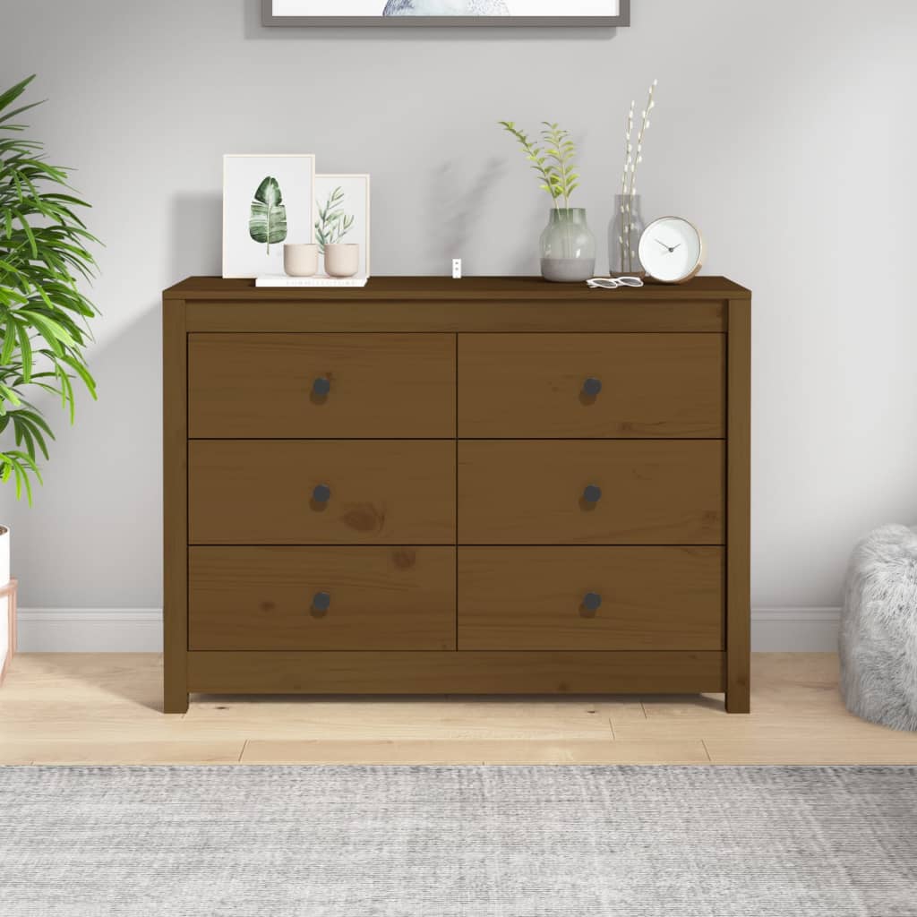 kommode 100x40x72 cm massivt fyrretræ gyldenbrun