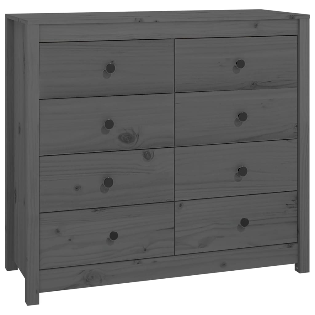 kommode 100x40x90 cm massivt fyrretræ grå